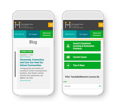 Morningside Center for Teaching Social Responsibility mobile design