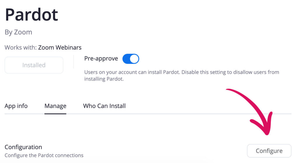 Configure Pardot in Zoom App Marketplace