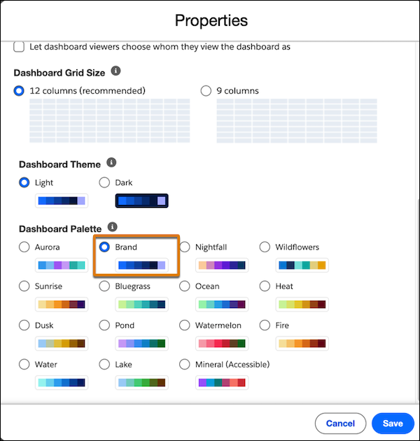 Agentforce Dashboard Properties