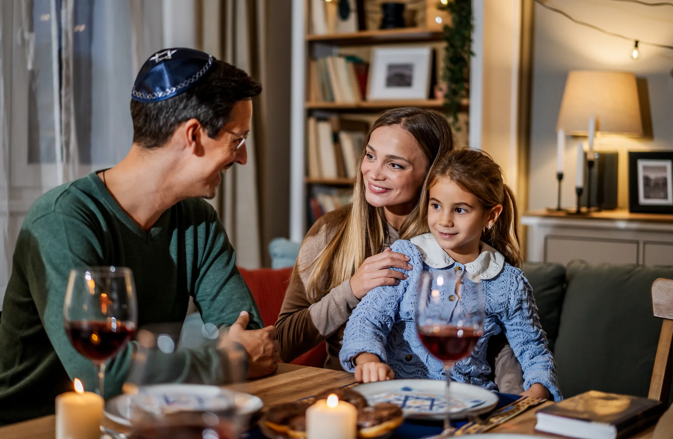 Jewish family celebrating